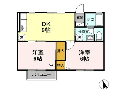 メゾンルミエール(2DK/2階)の間取り写真