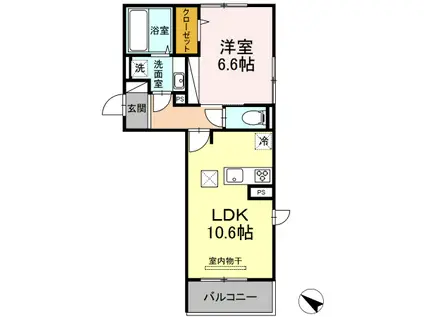 ＪＲ豊肥本線 東海学園前駅 徒歩12分 3階建 築5年(1LDK/1階)の間取り写真