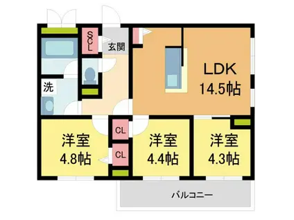 ブライトガーデン(3LDK/3階)の間取り写真