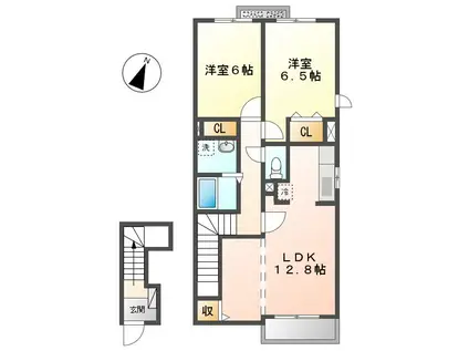 ブルーアース(2LDK/2階)の間取り写真