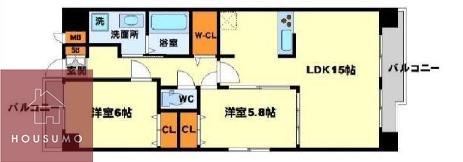 アンフィニ緑地公園(2LDK/2階)の間取り写真
