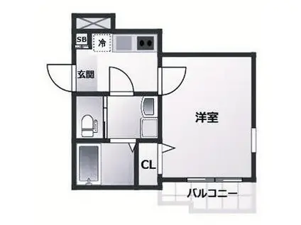 ALEGRIA東二見(1K/2階)の間取り写真