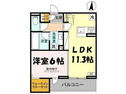 FORTUNA DUO(1LDK/3階)の間取り写真