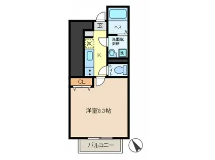 アスピリア フルール(1K/1階)の間取り写真