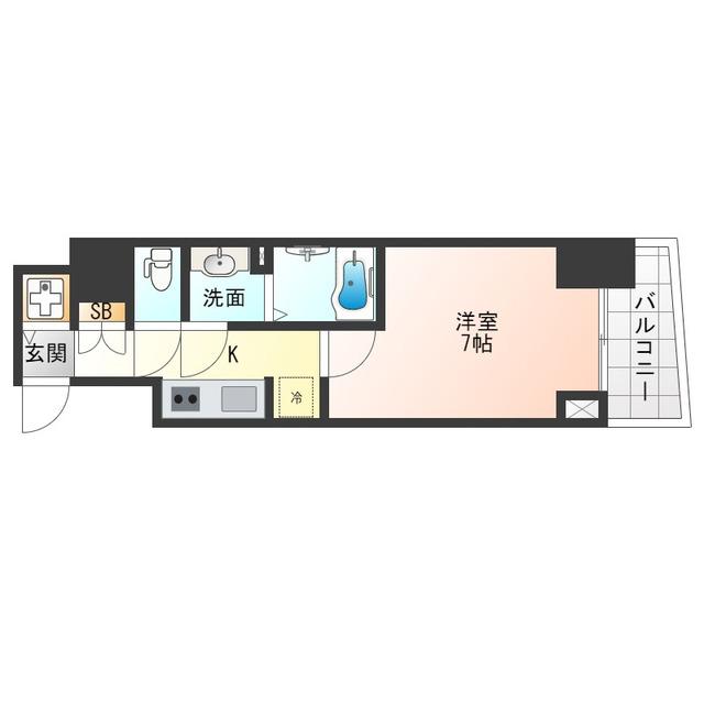 S-RESIDENCE福島玉川TRES(1K/5階)の間取り写真