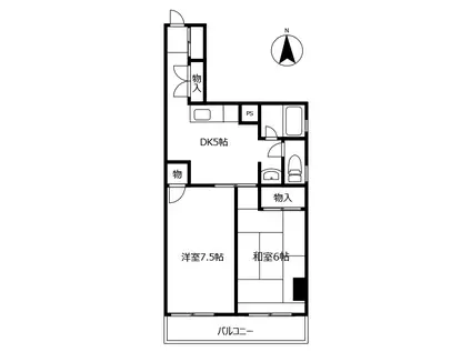 スタンダードビル(2DK/4階)の間取り写真