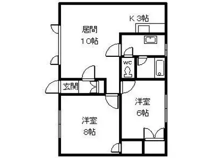 第2大城ハイツ3・3(2LDK/2階)の間取り写真