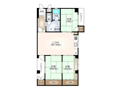 ハイツ鹿の子(3LDK/5階)の間取り写真