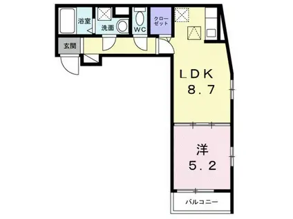 オーレヴィア(1LDK/2階)の間取り写真
