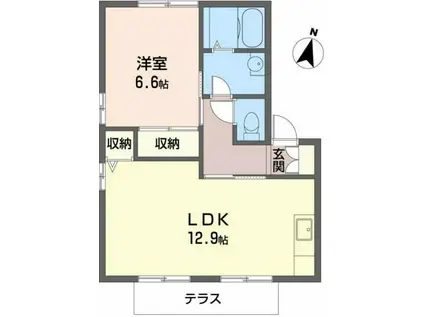 メゾン西山A(1LDK/1階)の間取り写真