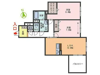 BEREO駅東(2LDK/3階)の間取り写真