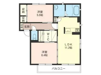 ルナ・デ・ミエール(2LDK/1階)の間取り写真