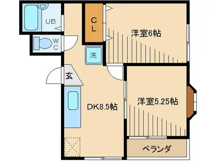 プランドール(2DK/3階)の間取り写真