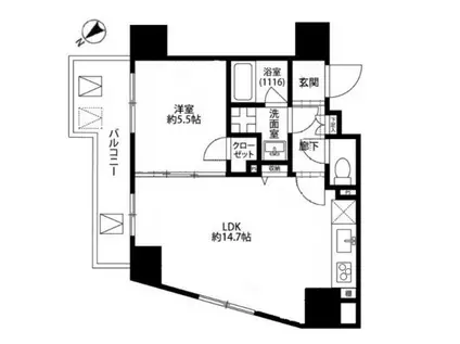 プレール・ドゥーク東京イーストV(1LDK/7階)の間取り写真