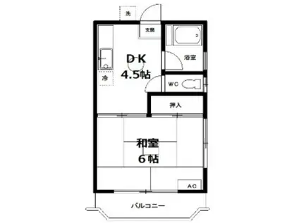 大泉コーポ(1DK/2階)の間取り写真