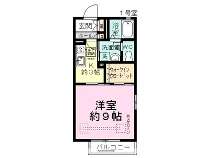 グローリアII(1K/2階)の間取り写真