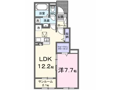 アルトプエンテ II(1LDK/1階)の間取り写真