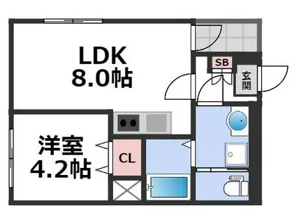 ロイヤルレジデンス鶴橋(1LDK/2階)の間取り写真