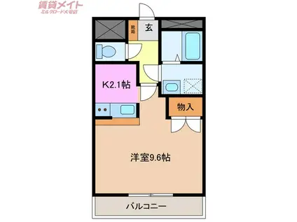 エクセル大安(1K/2階)の間取り写真