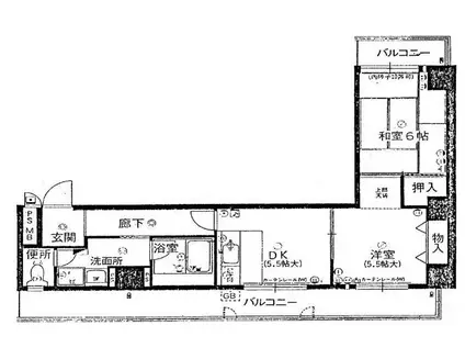 朝日プラザ高津III(2DK/5階)の間取り写真