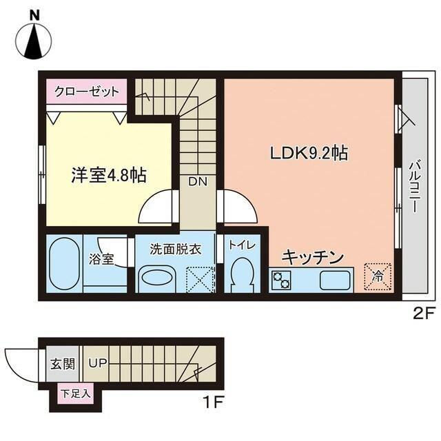 PREMORY名取駅前(1LDK/2階)の間取り写真