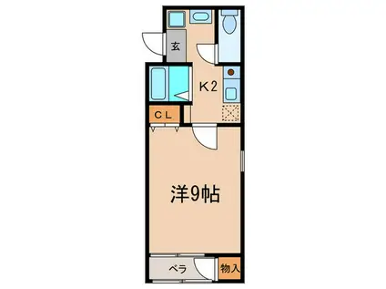 尾山台QSハイム(1K/3階)の間取り写真