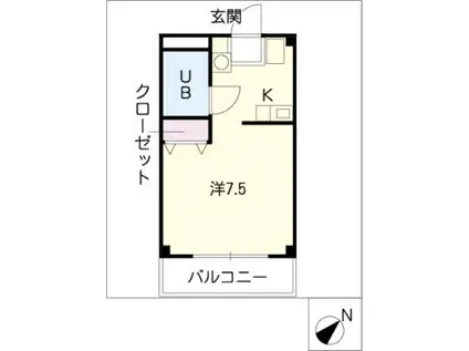 マロンウッドII(1K/1階)の間取り写真