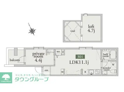 アーベインテラス浅草(1LDK/3階)の間取り写真
