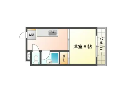 バンドーム大津和(1DK/3階)の間取り写真
