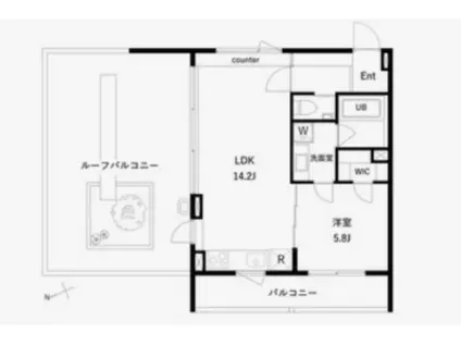 エスセナーリオ高輪(1LDK/5階)の間取り写真