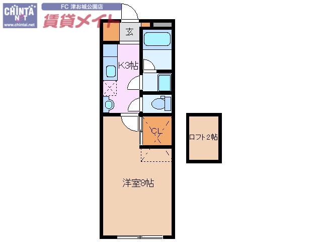 ライフプラン栗真(1K/1階)の間取り写真