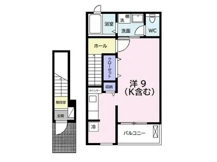 HIKARISU III(ワンルーム/2階)の間取り写真