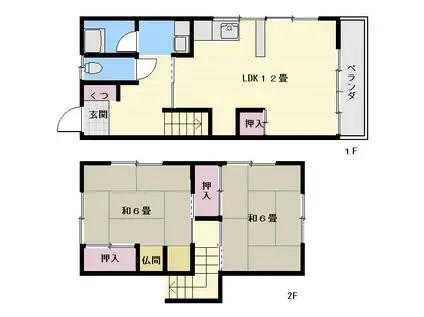 滝の神ハウス(2LDK/1階)の間取り写真