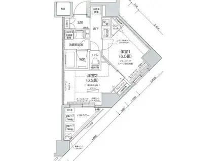 ルフレプレミアム押上ノルド(2K/10階)の間取り写真