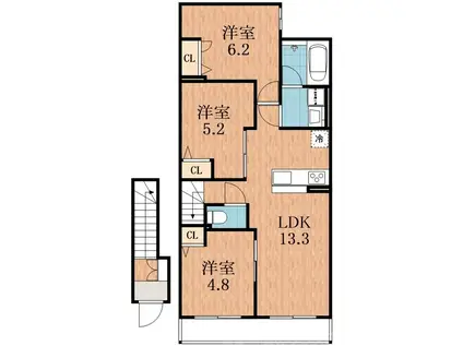 DEMEURE CRECIA II(3LDK/2階)の間取り写真