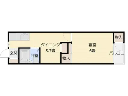 シャトーバロン(1DK/3階)の間取り写真