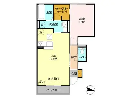 CREAI(1LDK/1階)の間取り写真