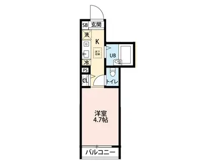 メルディア平和台(ワンルーム/1階)の間取り写真