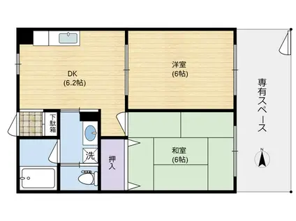 サンライズシティB(2DK/1階)の間取り写真