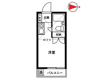 ニューメモリアルハイツ(ワンルーム/1階)の間取り写真