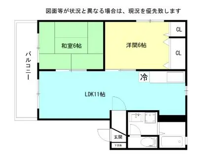 ラ・セゾン華(2LDK/2階)の間取り写真