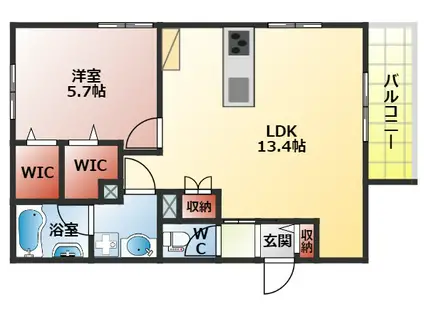 ビブレ アンサンブル(1LDK/3階)の間取り写真