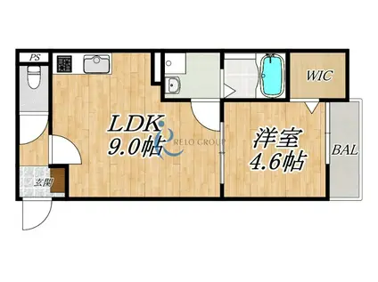 DEILF平野市町 デルフヒラノイチマチ(1LDK/1階)の間取り写真
