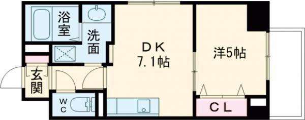 ジュネス北野(1DK/4階)の間取り写真