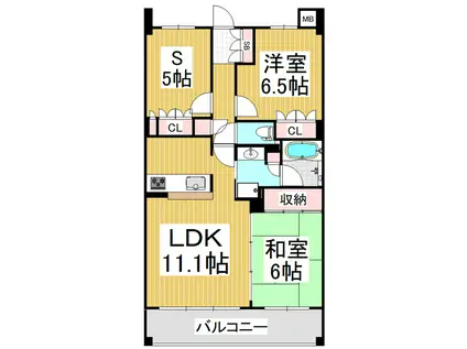 サーパス大手イーストサイド(2SLDK/13階)の間取り写真