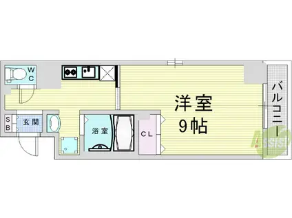 グランディールタカラ(1K/2階)の間取り写真