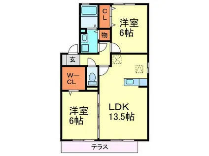 パルトネールIIA棟(2LDK/1階)の間取り写真