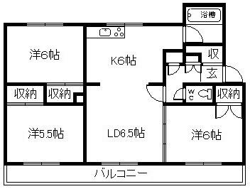 ヴィラナリー旭川II503号棟(3LDK/1階)の間取り写真