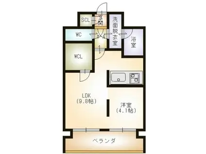 オクト川端町(1LDK/5階)の間取り写真