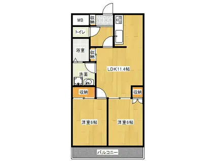 クレストール(2LDK/2階)の間取り写真